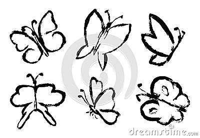 Set of Hand draw butterfly. Vector Illustration