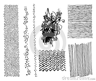 Set of hand drawing marker hipster trendy textures and brushes Vector Illustration