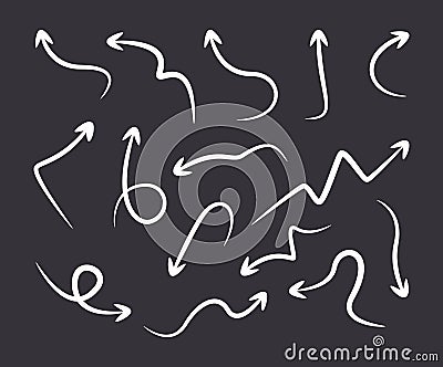 Set of hand drawn arrows on gray background Vector Illustration