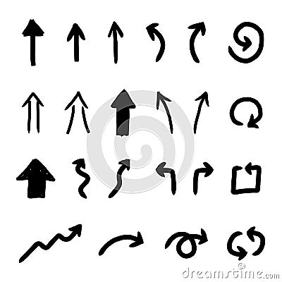 Set of hand drawn arrows isolated - PNG Cartoon Illustration
