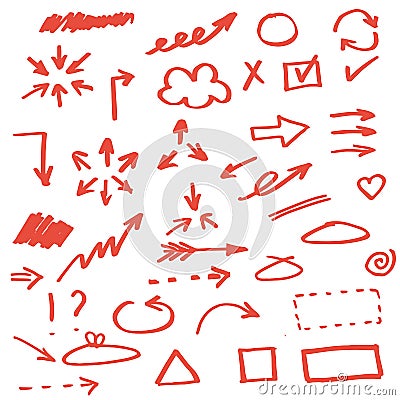 Set of hand drawn arrows Vector Illustration