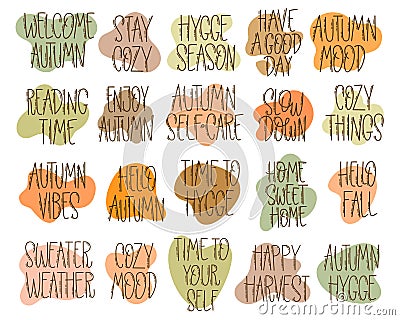 Set of hand-drawn autumn hygge mood vector icons Vector Illustration