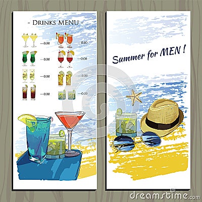 Set hand drawn booklet for Cocktail party, decorative icons set Vector Illustration