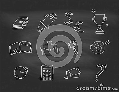 Set of Hand drawn business icons Vector Illustration