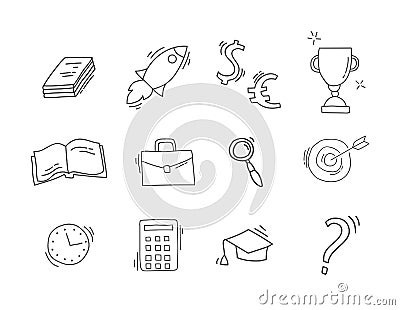 Set of Hand drawn business icons Vector Illustration