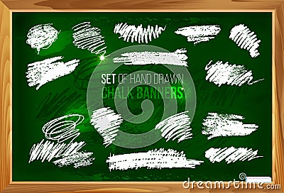 Set of hand drawn chalk banners 1 Vector Illustration