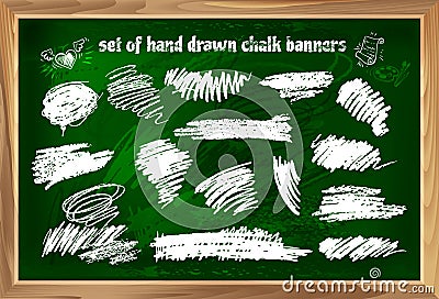 Set of hand drawn chalk banners 2 Vector Illustration