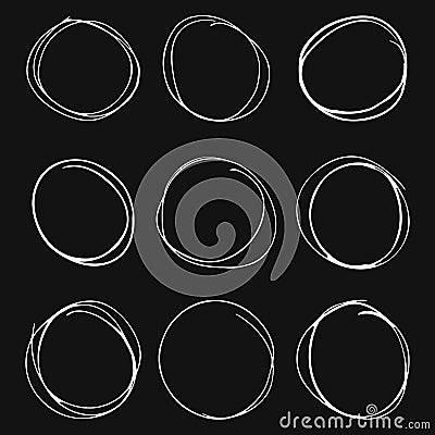 Set of hand drawn circles on grey background Vector Illustration