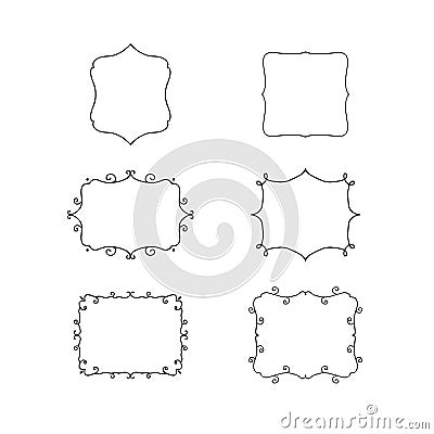 Set of hand drawn decorative frames Vector Illustration