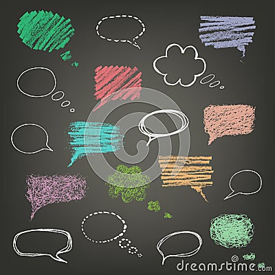 Set of hand-drawn doodles on chalk board. Vector Illustration