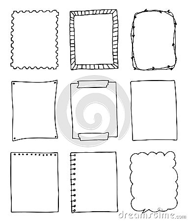 Set of hand-drawn doodle frames Vector Illustration