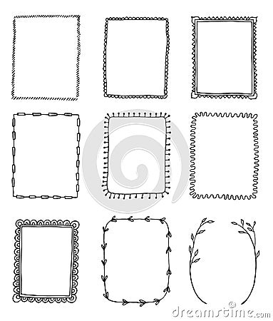Set of hand-drawn doodle frames Vector Illustration