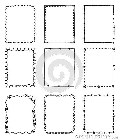 Set of hand-drawn doodle frames Vector Illustration