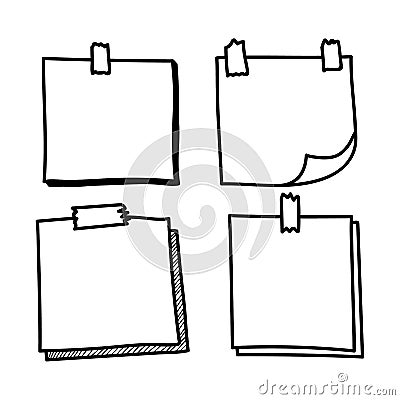 Set hand drawn doodle notepaper Vector Illustration