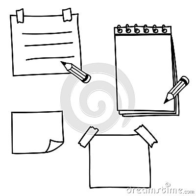 Set hand drawn doodle notepaper Vector Illustration