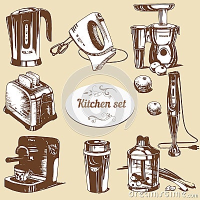 Set of hand drawn electronic objects Vector Illustration