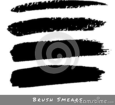 Set of Hand Drawn Grunge Brush Smears Vector Illustration