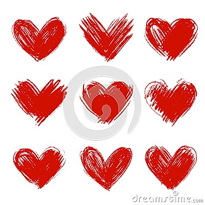 Set of hand drawn hearts. Design element. Stock Photo