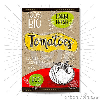 Set of hand drawn labels food, spices. Vector Illustration