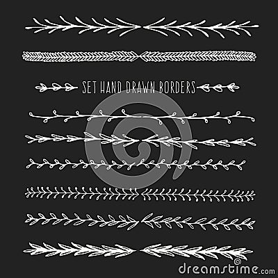 Set hand drawn line border. Vector Illustration