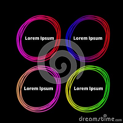 Set hand drawn neon circles Vector Illustration