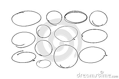 Set hand drawn ovals, pen circles. Circle for highlighting text. Vector illustration Vector Illustration