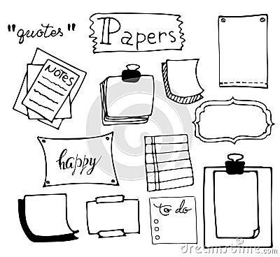 Set of hand drawn paper Vector Illustration