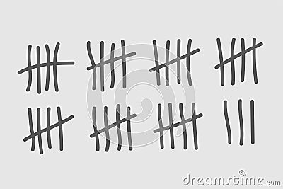 set of hand drawn prisoner tally mark design Vector Illustration