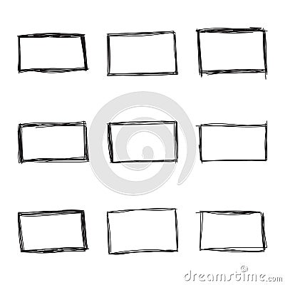 Set hand drawn rectangle Vector Illustration