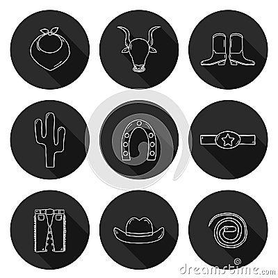 Set of hand drawn rodeo icons Vector Illustration