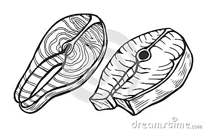 Salmon fish tuna steak Vector Illustration