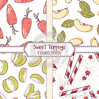 Set of hand drawn seamless patterns Vector Illustration