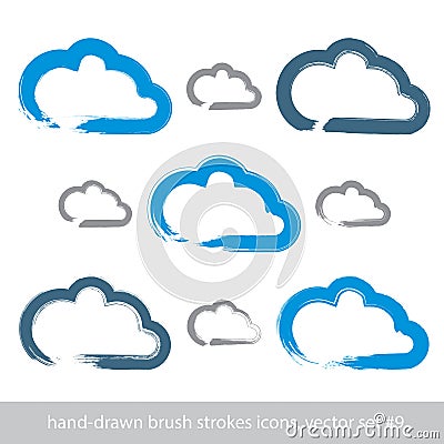 Set of hand-drawn simple stroke vector cloud icons Vector Illustration