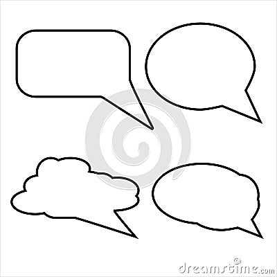 Set of hand drawn sketched speech bubbles isolated on white background Vector Illustration