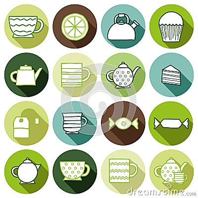 Set of hand drawn teatime icons Vector Illustration