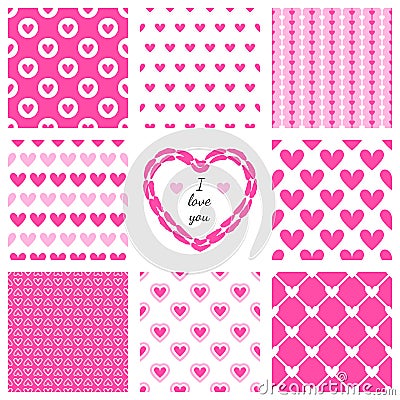 Set of hand-drawn textures heart shapes and Vector Illustration