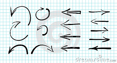 Set of hand-drawn vector arrow doodles Vector Illustration
