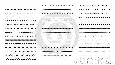 Set of hand drawn vector line border. Lines, borders, underline pencil strokes, drawing dividers. Doodle design. Geometric vintage Vector Illustration