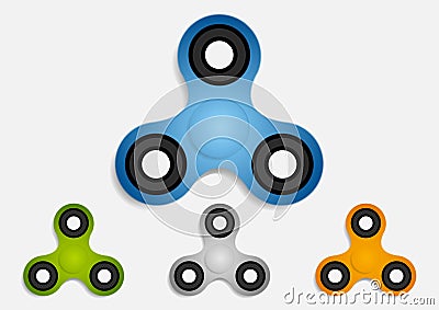 Set of hand fidget spinner toys for stress relief Vector Illustration