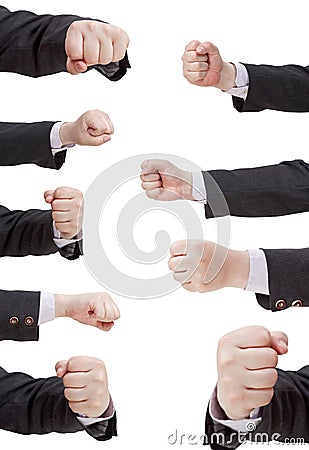 Set of hand gesture with clenched fingers Stock Photo