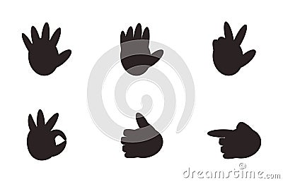 Set of Hand Gesture Signs Nonverbal Symbols Vector Vector Illustration