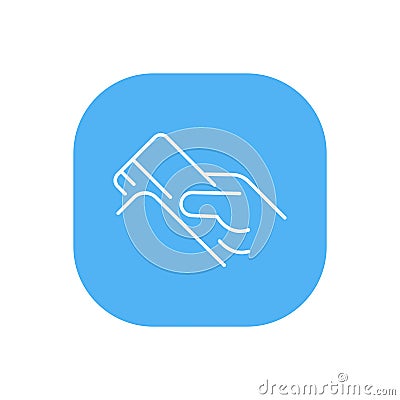 Vector thin line emblem for the button payment service of the website or finance mobile app design. Vector Illustration