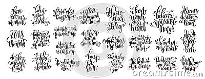 Set of 25 hand lettering motivational and inspirational quotes Vector Illustration