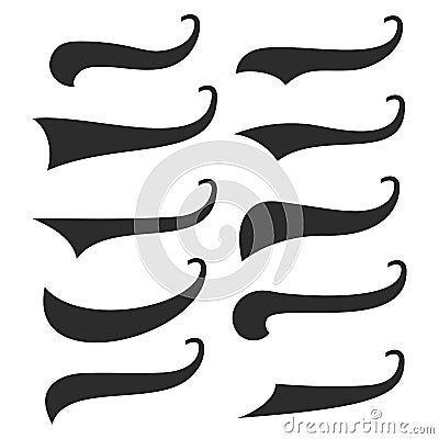 Set of hand lettering underlines swishes tail, swooshes collection isolated on white, Swashes for Typography Tshirt. Retro Swoop w Stock Photo