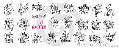 Set of 25 hand lettering wedding invitation and romantic valenti Vector Illustration