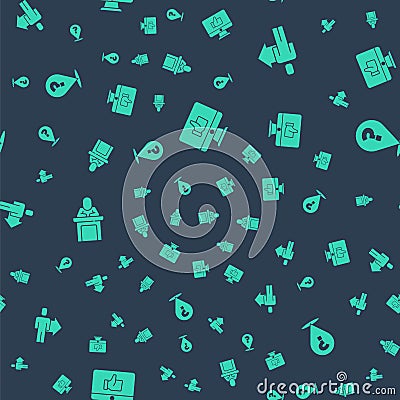 Set Hand like, Team leader, Speaker and Question mark on seamless pattern. Vector Vector Illustration