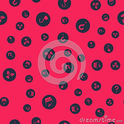 Set Hand wash laundry, Industrial hook, Plant based and Unknown search on seamless pattern. Vector Vector Illustration