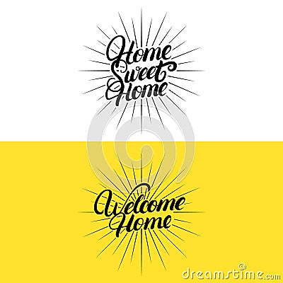 Set of hand written lettering quotes for home. Vector Illustration