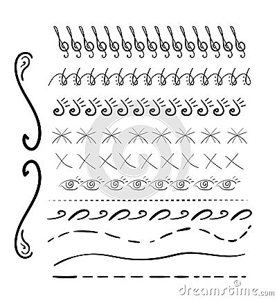 Set of handdrawn borders. Vector Illustration