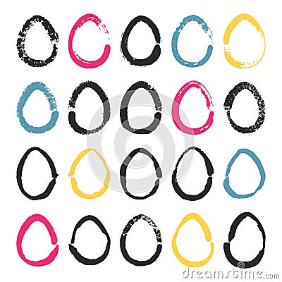 Set of 20 handdrawn doodle eggs. Vector Illustration